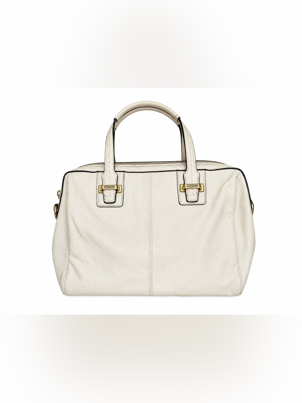Coach Ivory Leather Satchel Bag 🤍 Gold Hardware /Spacious Everyday Tote
